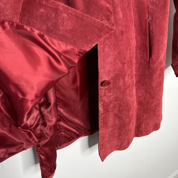 Relativity Jacket Womens XL Red Genuine Suede Leather Button Front Lined‎ - Picture 10 of 10